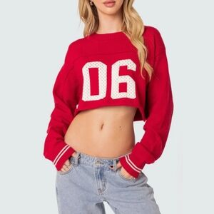 Edikted Women's Varsity Cropped Sweater